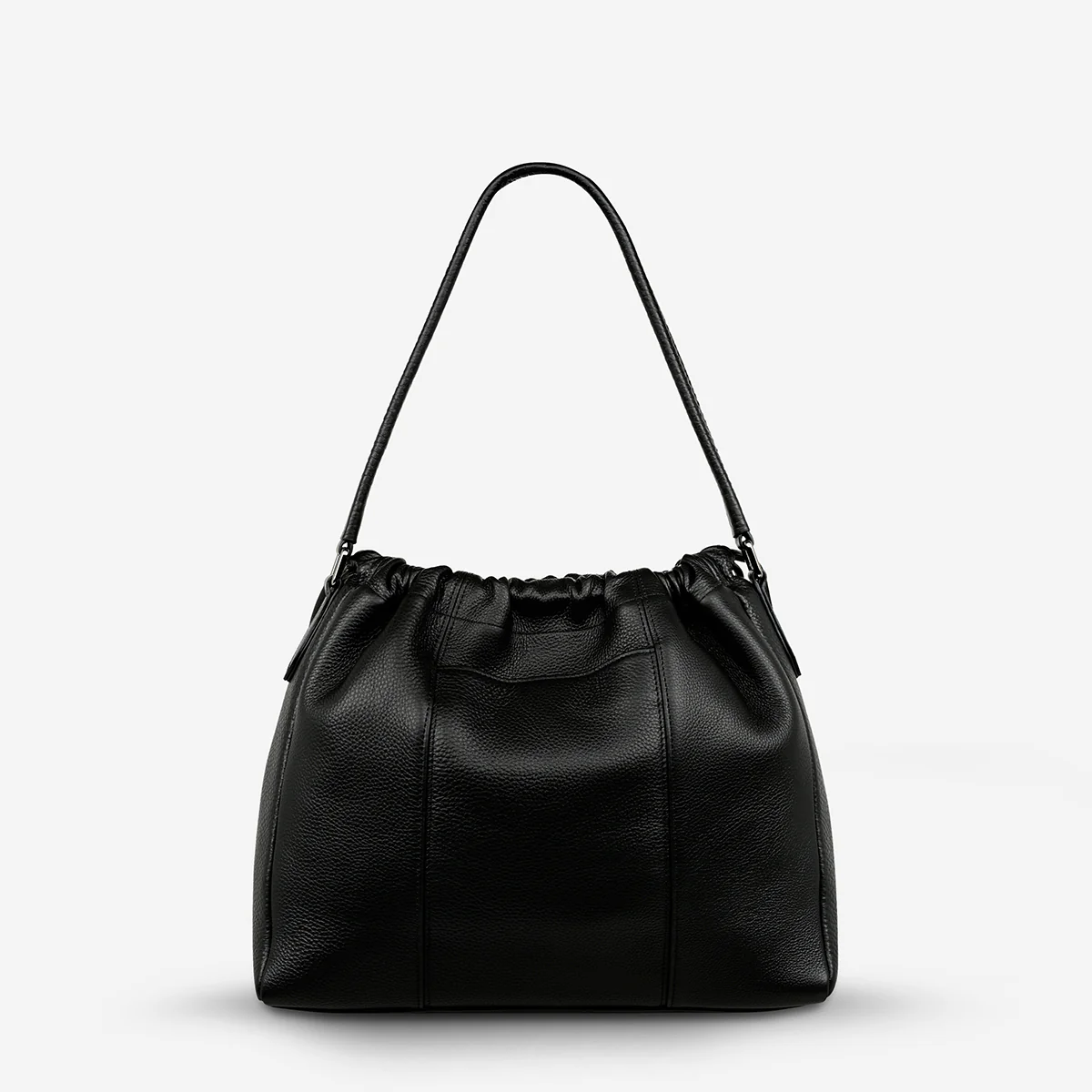 Black Point of No Return Womens Status Anxiety Bag Womens Leather Drawstring Bag