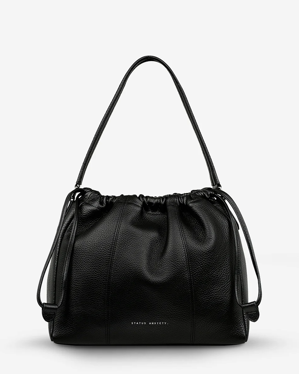Black Point of No Return Womens Status Anxiety Bag Womens Leather Drawstring Bag