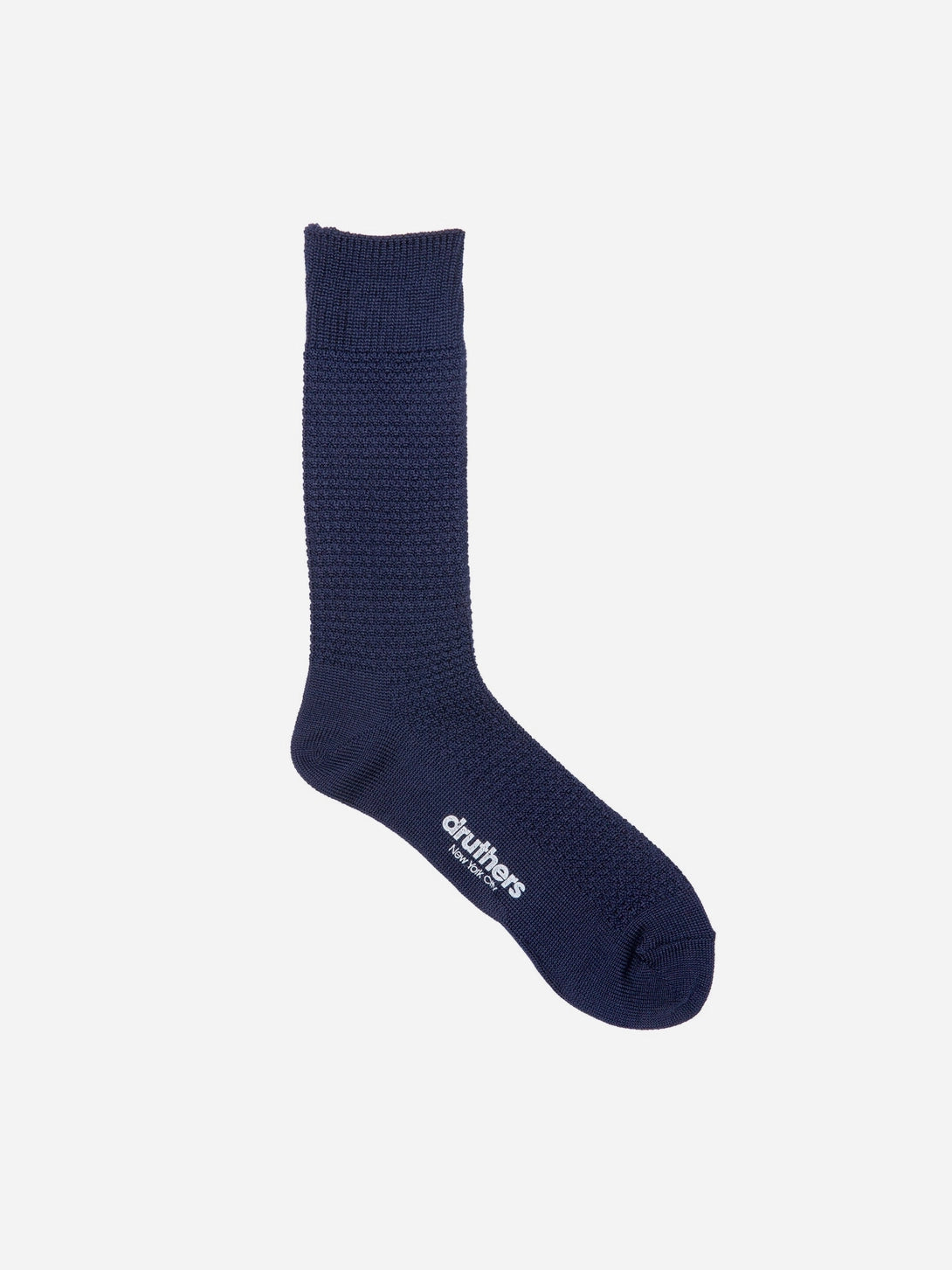 Navy Merino Wool Waffle Druthers Sock