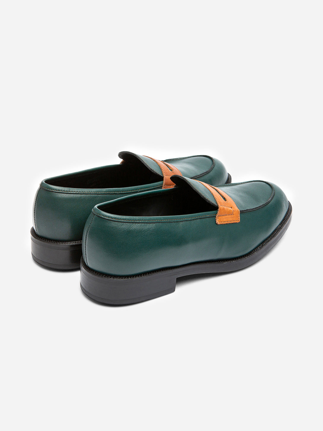 ons mens clothing dalior 2 kleman leather loafers shoes VERT+COGNAC