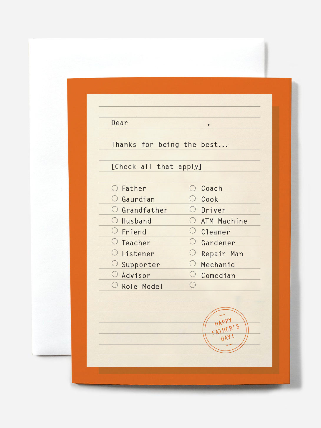Father's Day Checklist ONS GREETING CARDS NICE AF
