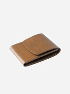 FLAX mens tan leather wallet card holder weld vert pocket makr