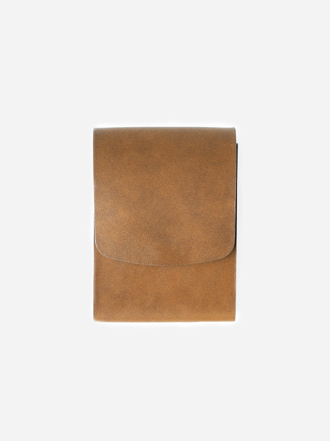 FLAX mens tan leather wallet card holder weld vert pocket makr