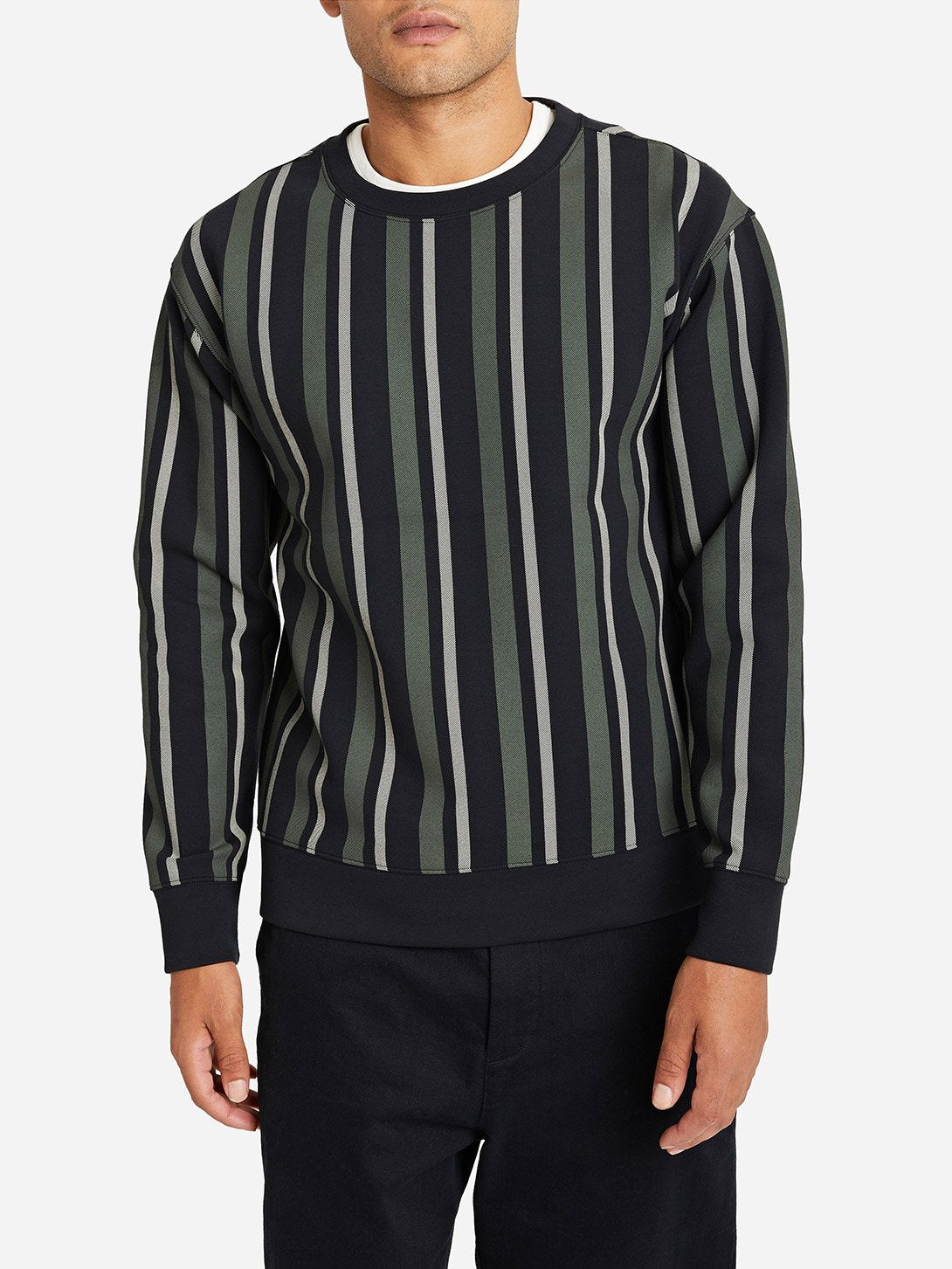 GREEN STRIPE mens long sleeve t shirts angelo crew ons clothing