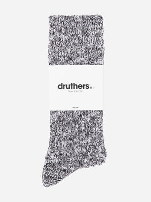 Black/White Organic Cotton Ribbed Slub Crew Socks Druthers O.N.S Clothing