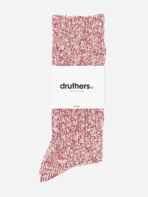 Red/White Organic Cotton Ribbed Slub Crew Socks Druthers O.N.S Clothing