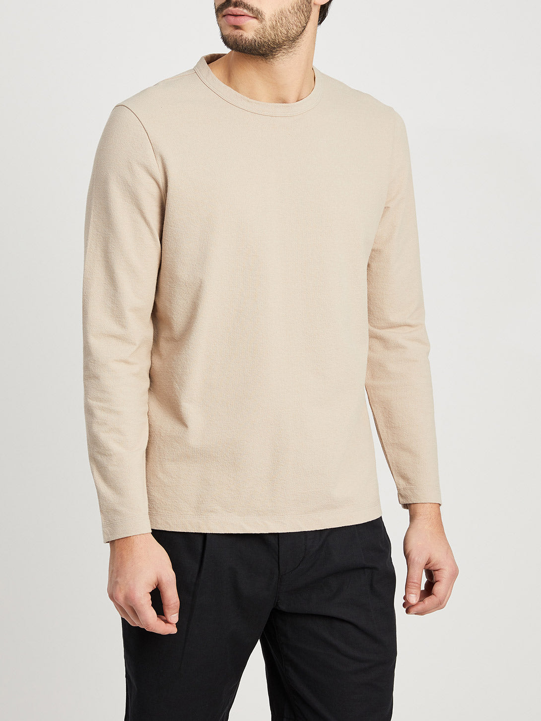 BEIGE long sleeve shirt for men torrey crew neck tee ons clothing