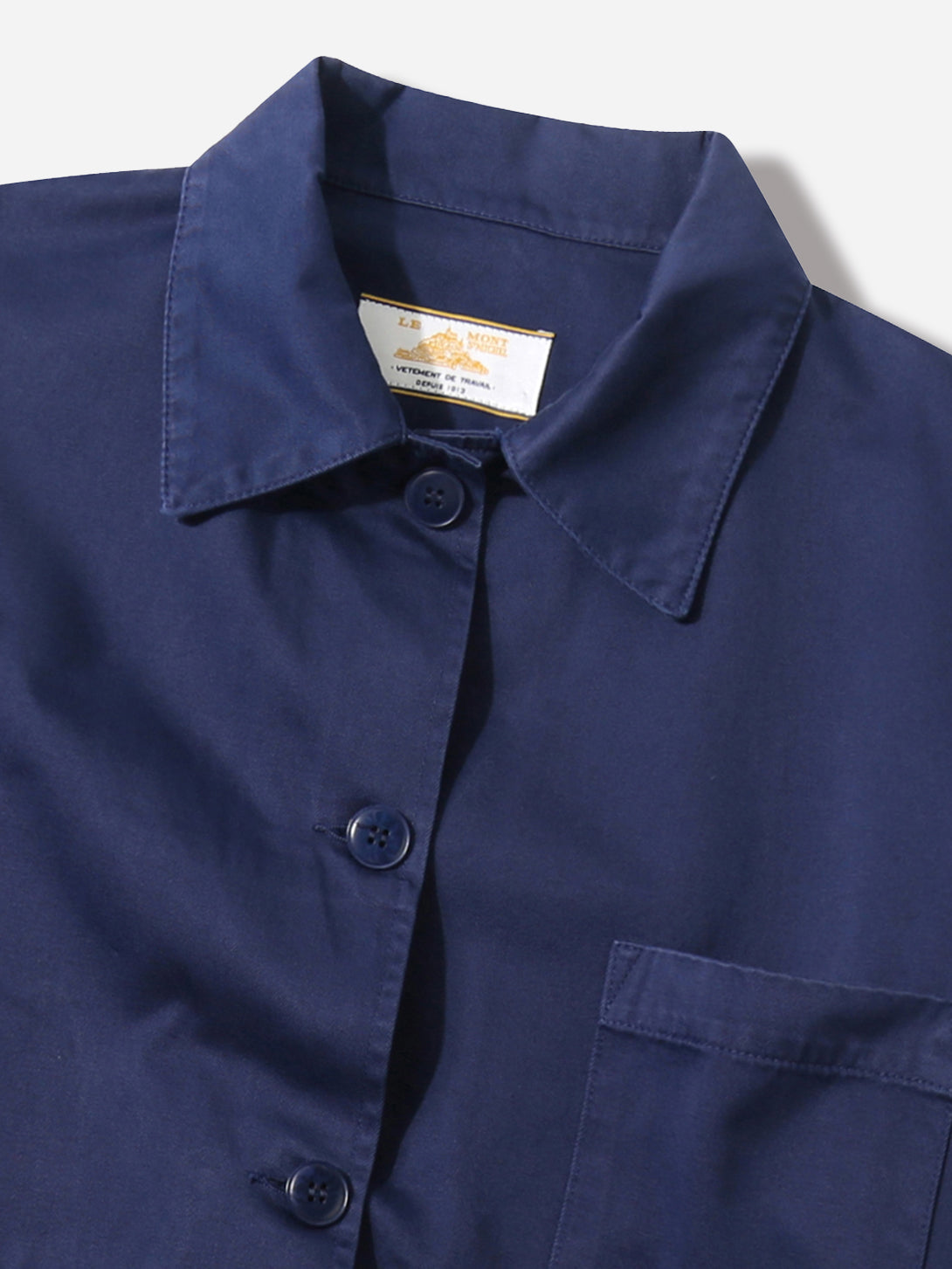Blue Garbardine Work Jacket Button Up Collared Outerwear Le Mont St Michel Clothing 