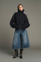 Denim Bleu Delave Joyce Womens Cropped Denim Pants Soeur Clothing