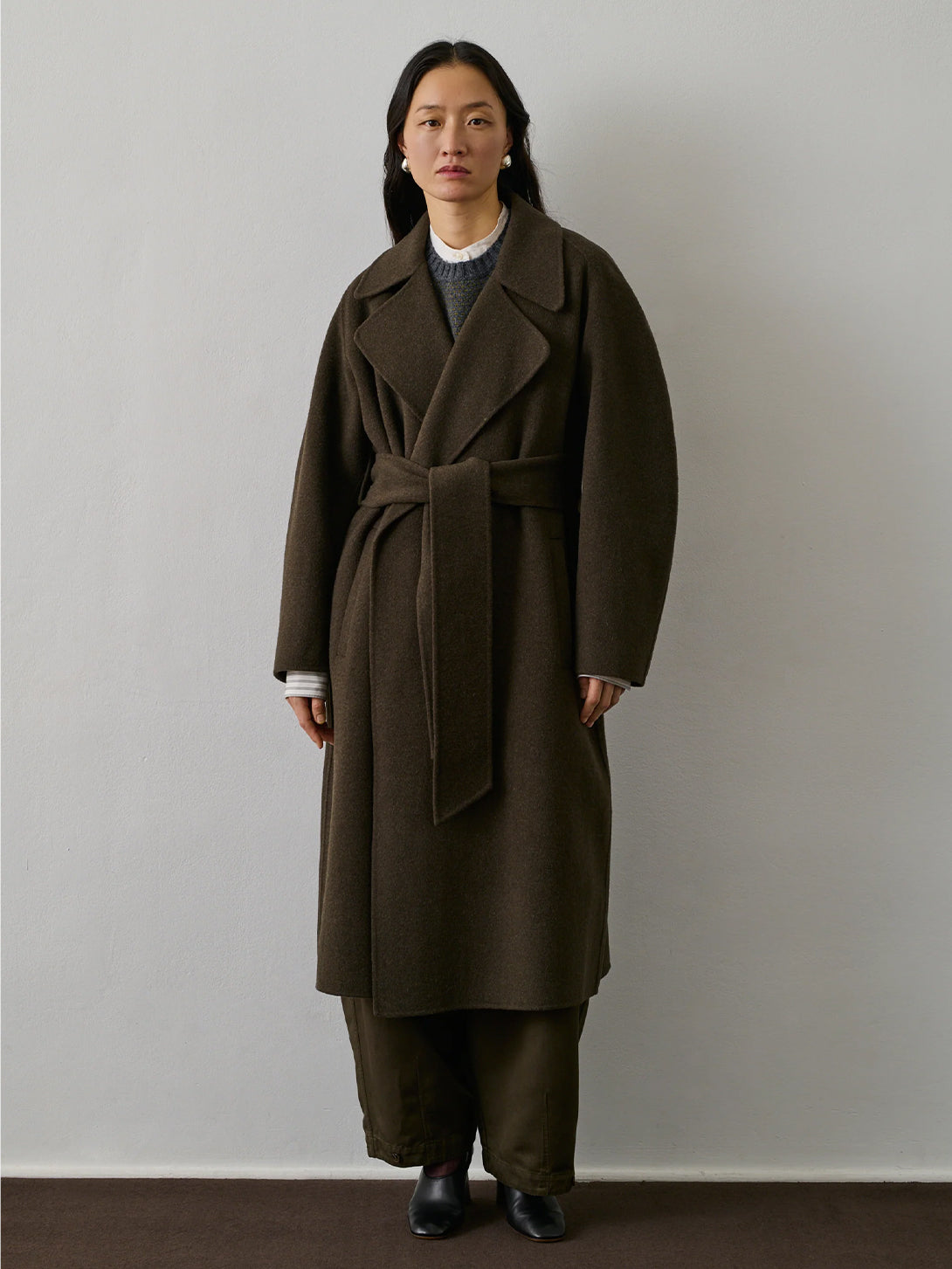 Kaki Brun Harvard Womens Long Coat Brown Soeur 