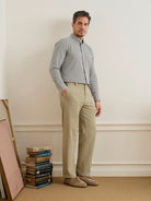 Khaki Wythe Brushed Cotton Trousers Mens Straight Fit Khaki Trouser Pants ONS Clothing