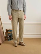 Khaki Wythe Brushed Cotton Trousers Mens Straight Fit Khaki Trouser Pants ONS Clothing
