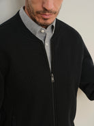 Black Dominic Chunky Knit Cardigan Mens Zip Up Cardigan Light Jacket ONS Clothing 
