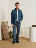 Mid Indigo Fulton Denim Shirt Mens Denim Button Down Woven Shirt Indigo Blue ONS Clothing
