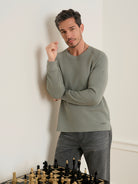 Seagrass Deon Zigzag Knit L/S Tee Mens Lightweight Long Sleeve Pullover Shirt ONS Clothing 