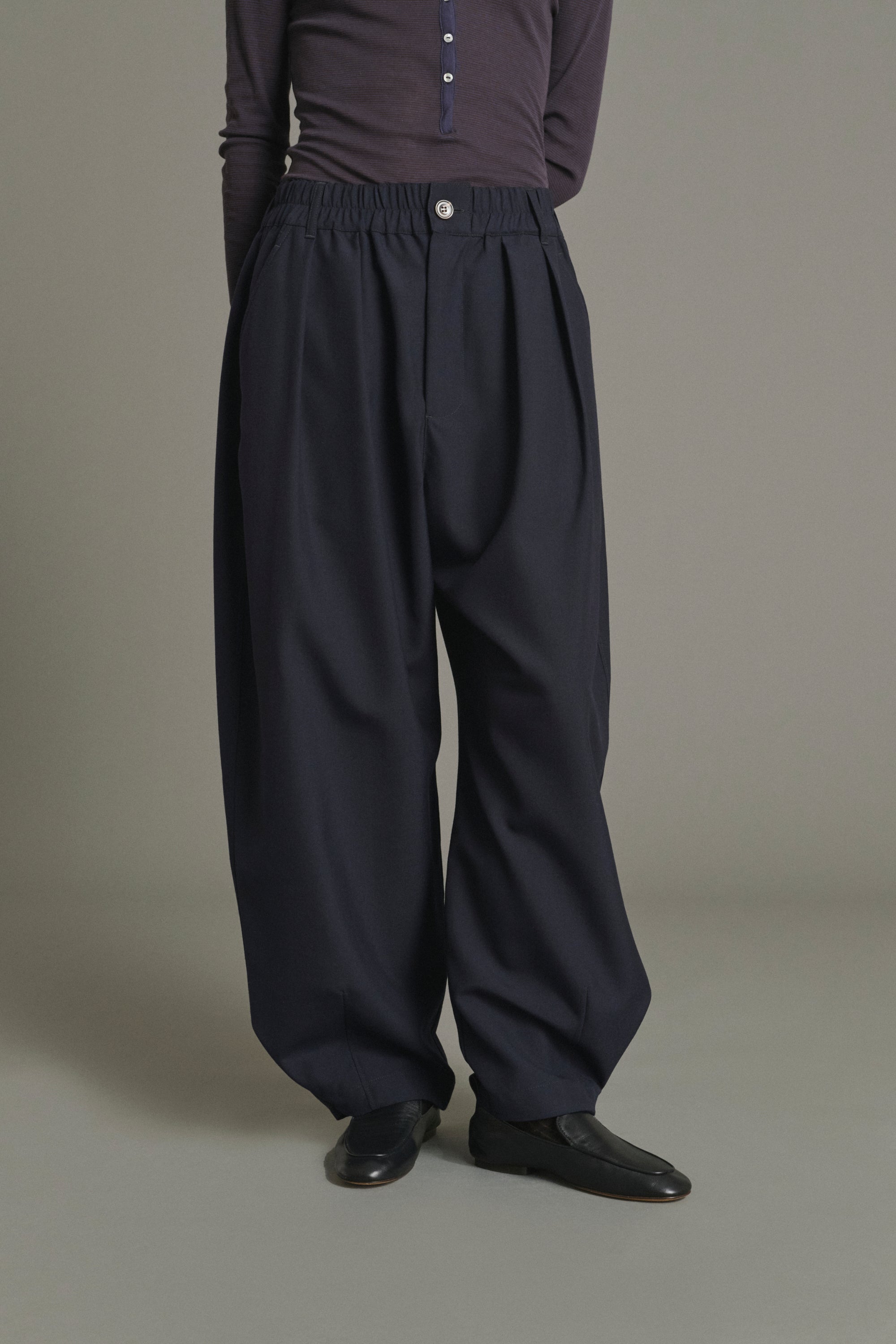 Bleu Nuit Vernon Womens Relaxed Fit Elastic Trouser Pants Soeur 