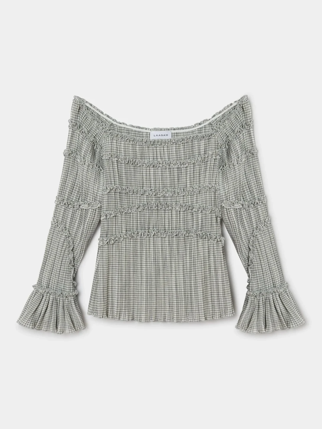 Grey Petra Squared Textured Blouse Womens Blouse Laagam