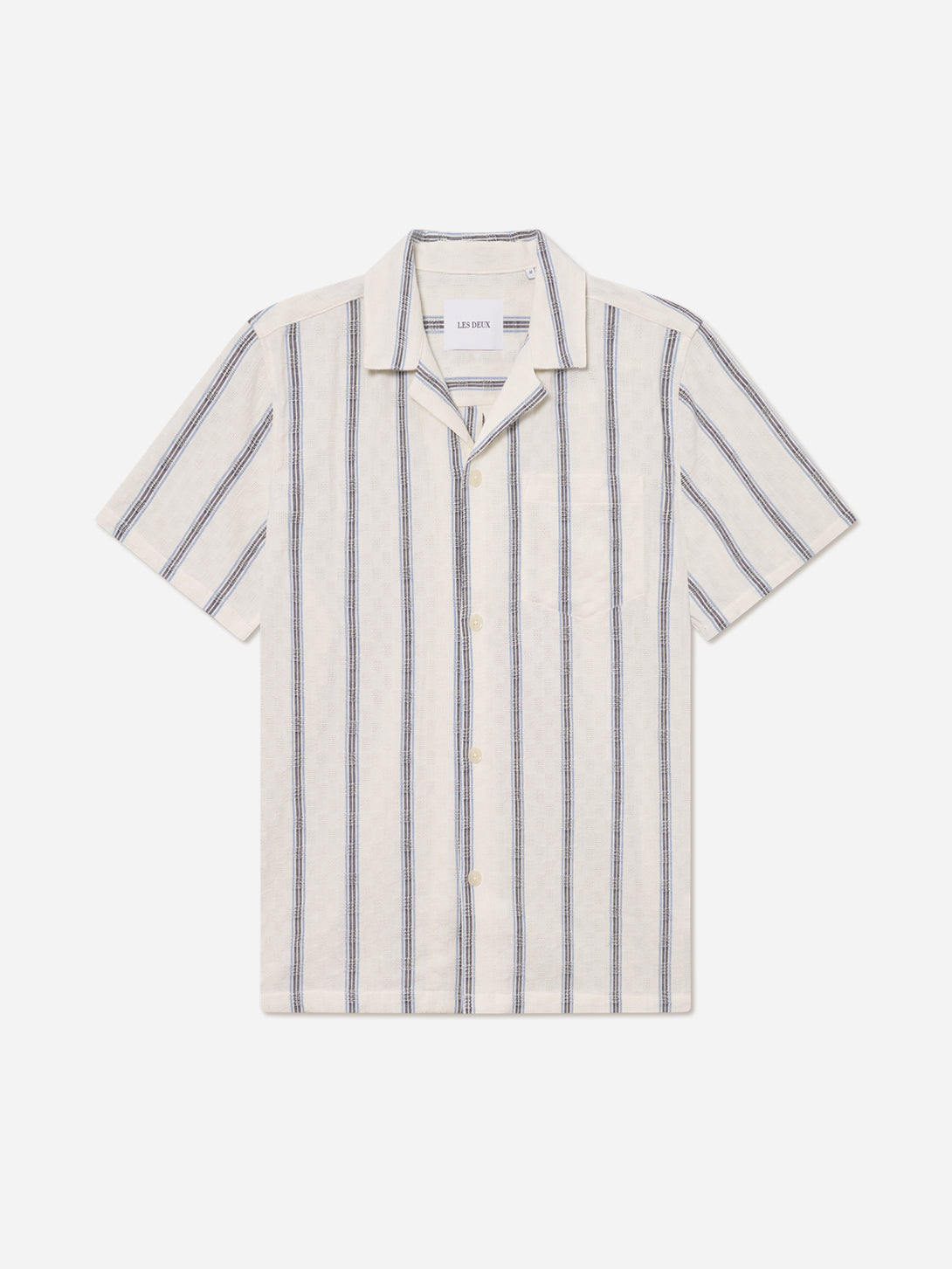 Light Ivory Lukas Check SS Dobby Shirt Les Deux Short Sleeve Camp Collar Shirt 