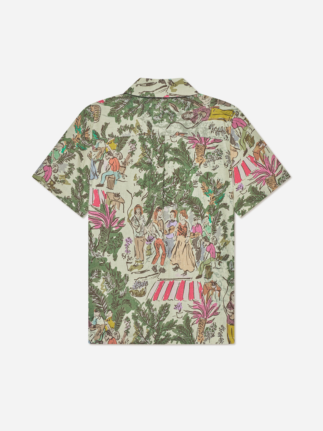 Oil Green Lukas AOP Dancing SS Shirt Les Deux Camp Collar Print Shirt 