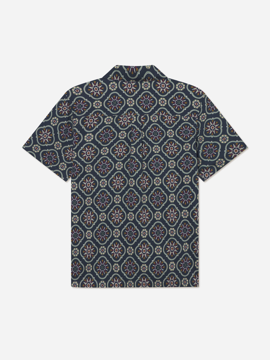 Dark Navy Lukas AOP Tapestry SS Shirt Les Deux Camp Collar Shirt 