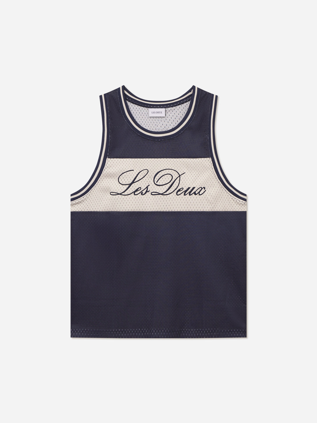 Dark Navy Silas Mesh Tank Les Deux Jersey Tank Top 