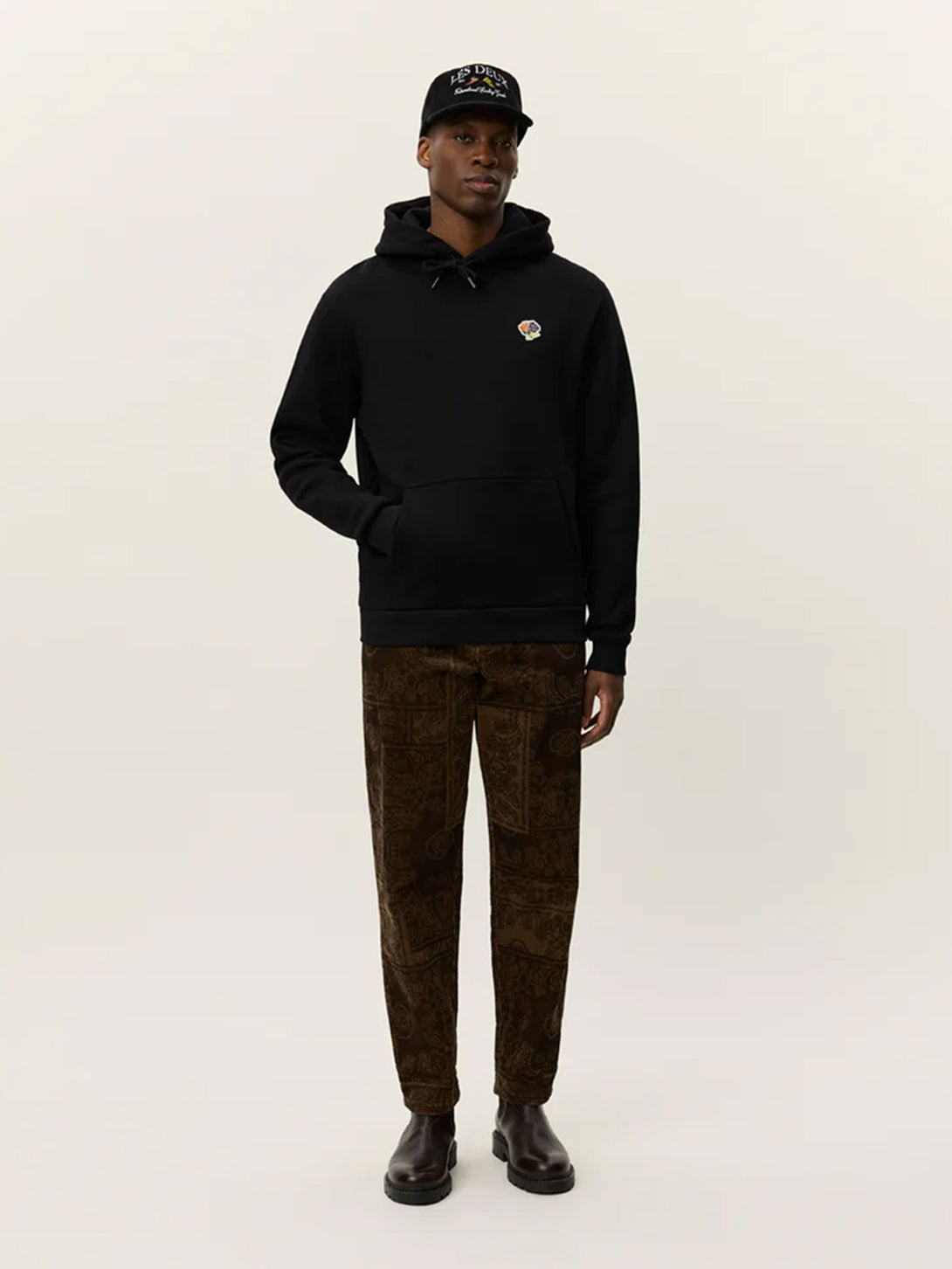 Black Felipe Patch Hoodie Mens Les Deux Hoodie Sweatshirt Embroidered Patch