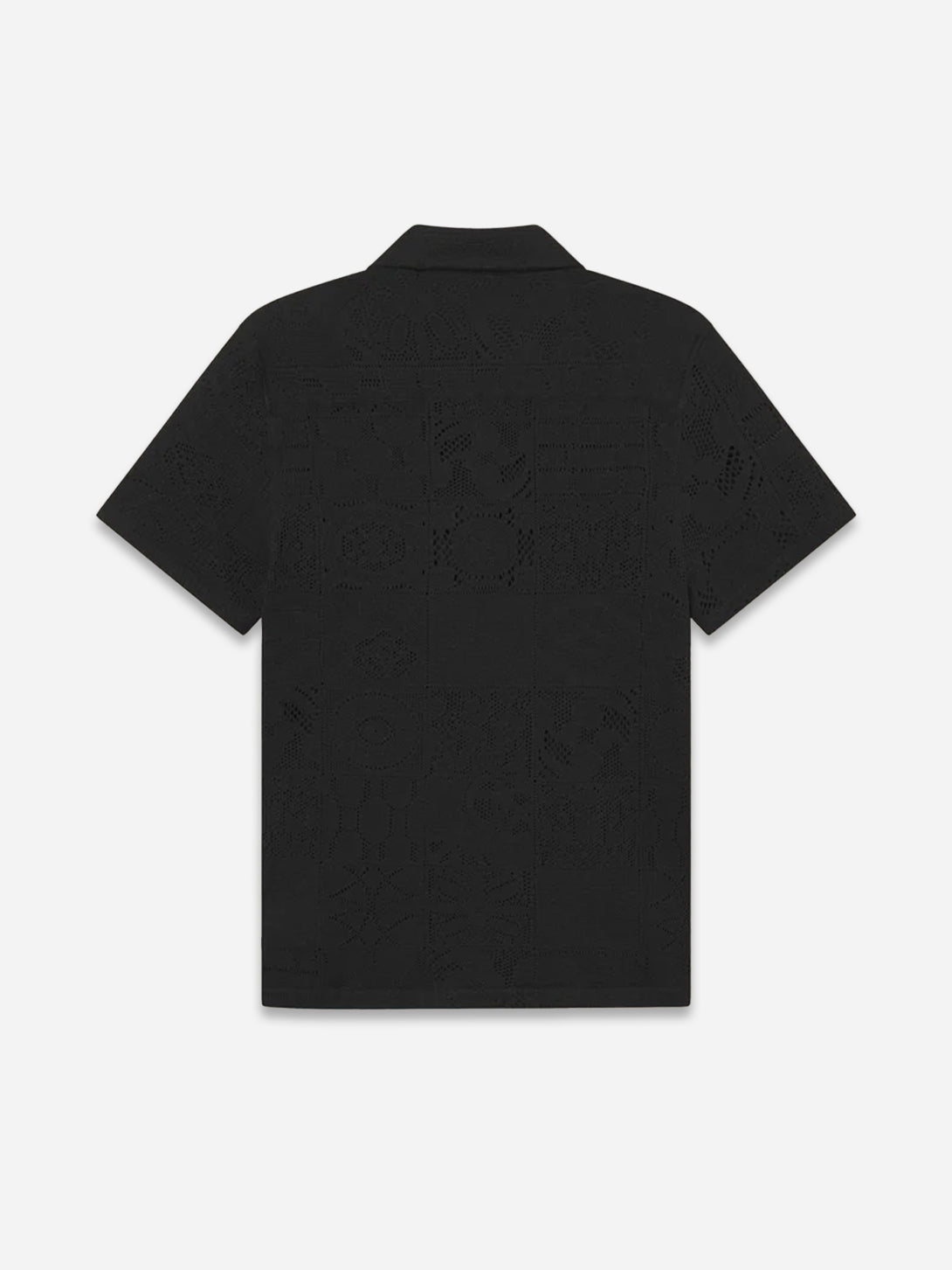 Black Hector Lace SS Shirt Mens Collared Short Sleeve Shirt Les Deux