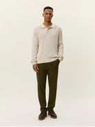 Ivory Bogart Rugby Polo Knit Mens Les Deux Knit Polo Long Sleeve Shirt 