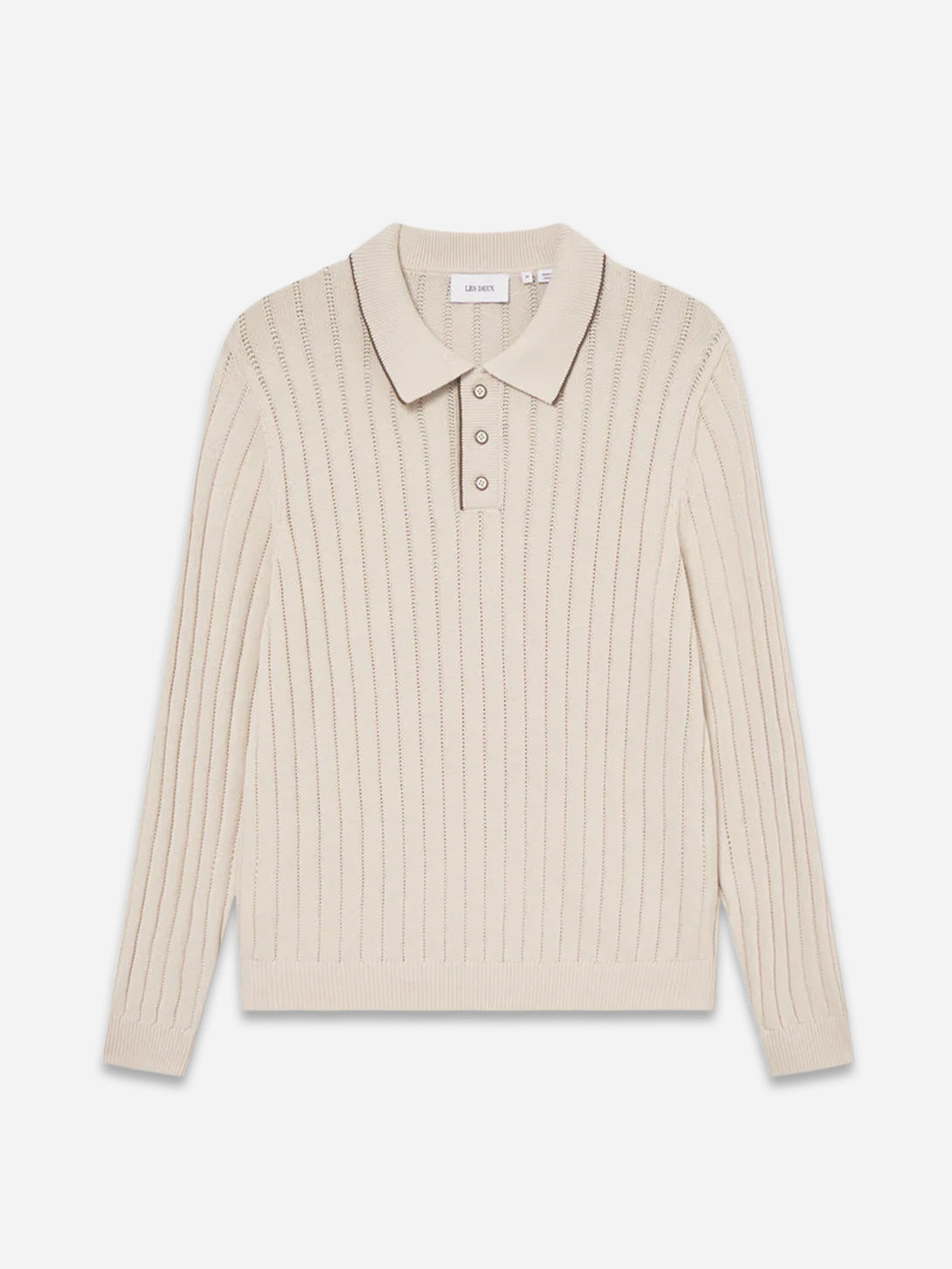 Ivory Bogart Rugby Polo Knit Mens Les Deux Knit Polo Long Sleeve Shirt 