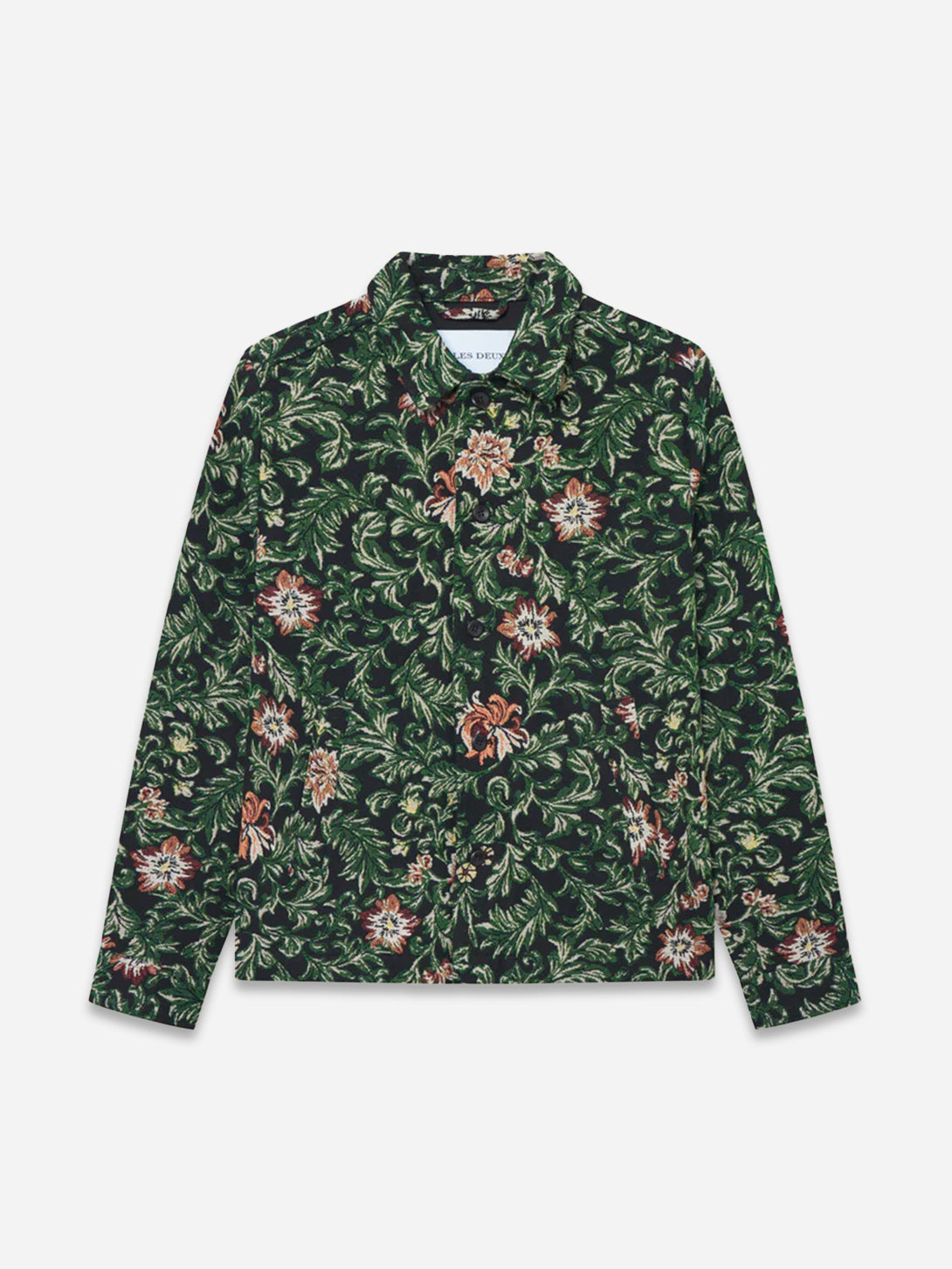 Black Jaiden Flower Jacquard Overshirt Les Deux Mens Collared Overshirt Floral Pattern