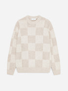 Eggnog White Check Knit Mens Checkered Knit Sweater Pullover Les Deux 