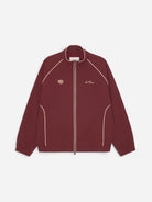Chocolate Truffle Red Seersucker Track Jacket Mens Zip Up Jacket Les Deux 