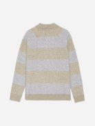 Light Sand Melange Striped Melange Knitted Polo Mens Long Sleeve Polo Les Deux 