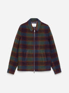 Rosin Green Check Wool Zipper Coach Jacket Striped Zip Up Wool Jacket Les Deux 