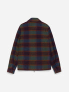 Rosin Green Check Wool Zipper Coach Jacket Striped Zip Up Wool Jacket Les Deux 