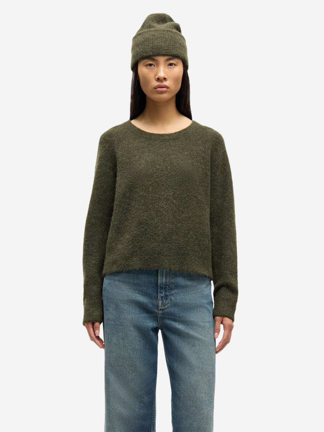 Deep Forest Nor O N Short Womens Light Crewneck Sweater Samsoe Samsoe 