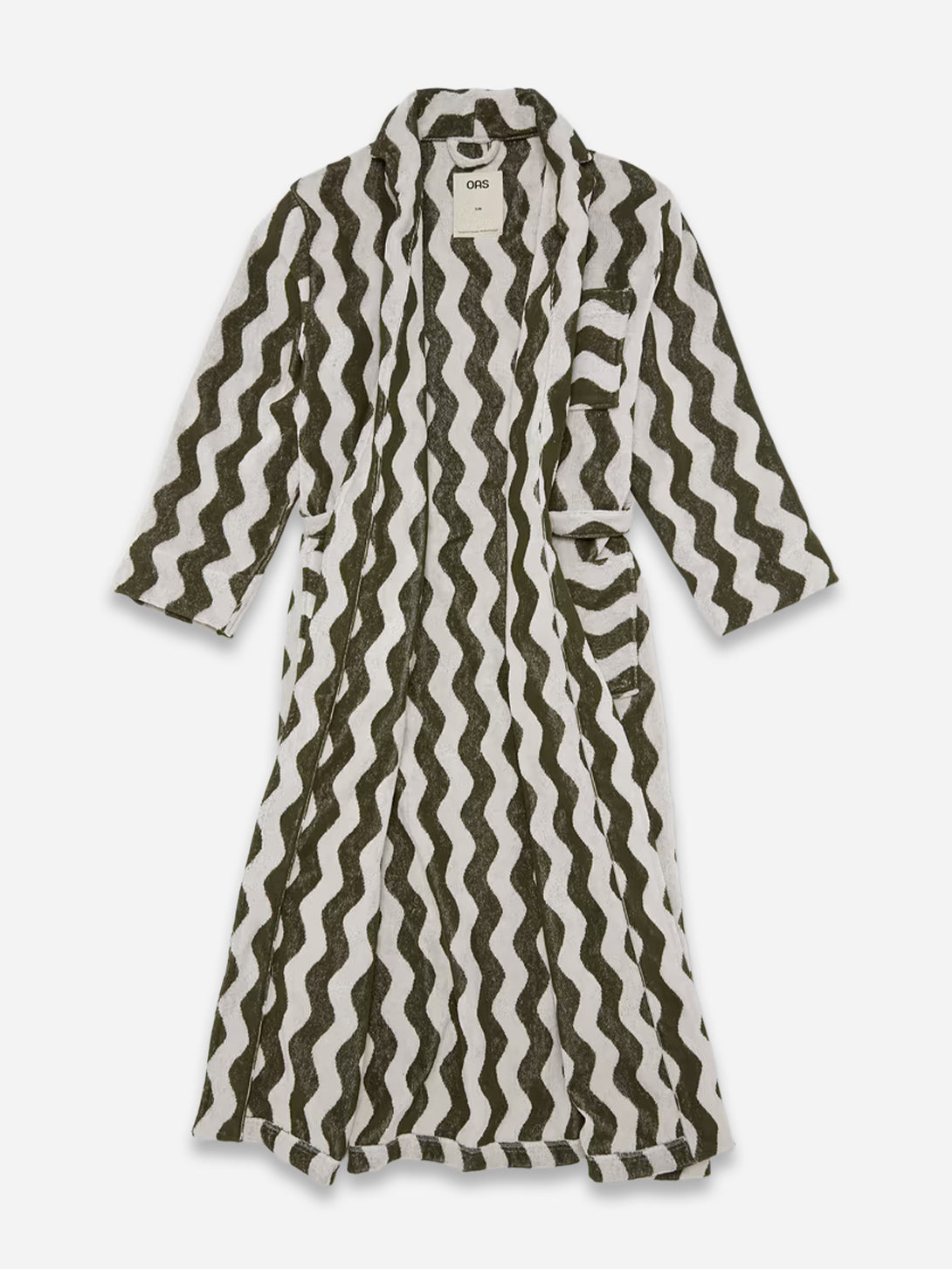 Green Stripe Forest Waver Long Robe Unisex OAS Robe Cotton Stripe Pattern