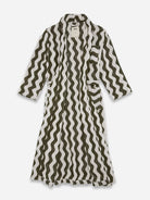 Green Stripe Forest Waver Long Robe Unisex OAS Robe Cotton Stripe Pattern