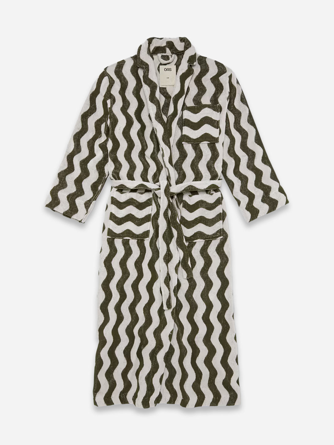 Green Stripe Forest Waver Long Robe Unisex OAS Robe Cotton Stripe Pattern