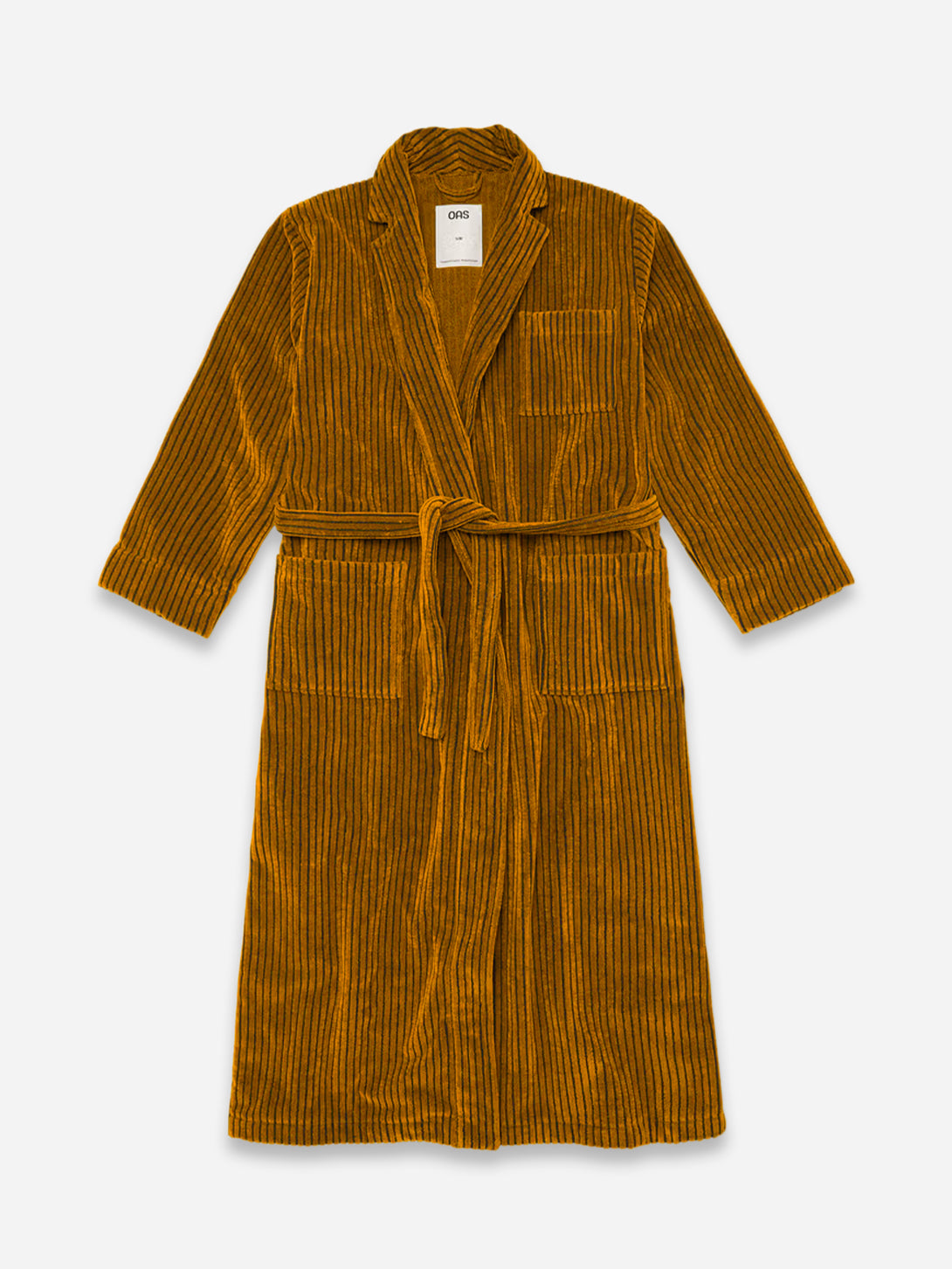 Gold Santiago Striped Velour Long Robe OAS Unisex Robe 