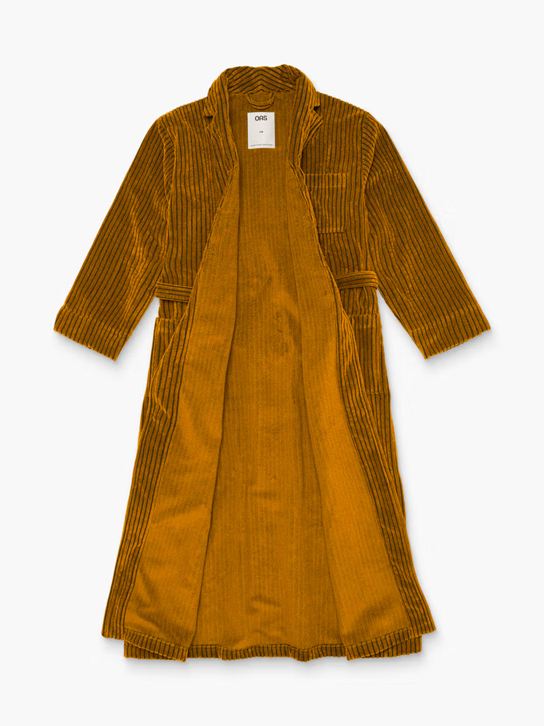 Gold Santiago Striped Velour Long Robe OAS Unisex Robe 