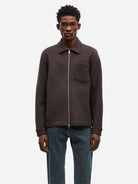 Turkish Coffee Hannes Full Zip Mens Wool Collared Zip Up Outerwear Samsoe Samsoe 