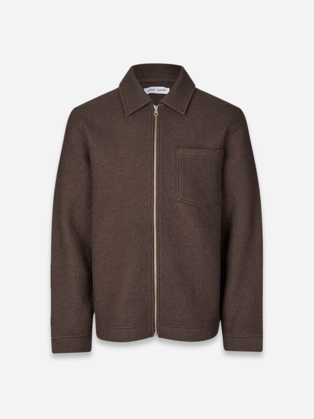 Turkish Coffee Hannes Full Zip Mens Wool Collared Zip Up Outerwear Samsoe Samsoe 