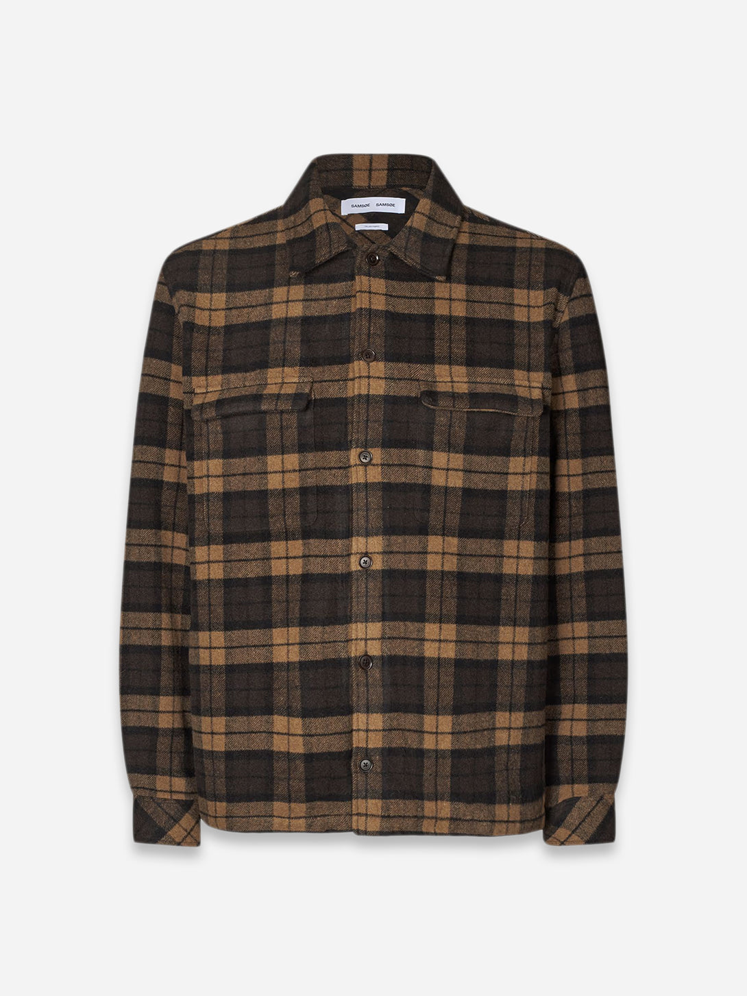 Turkish Coffee CH Sacastor X H Overshirt Mens Samsoe Samsoe Overshirt Collared Brown Check 