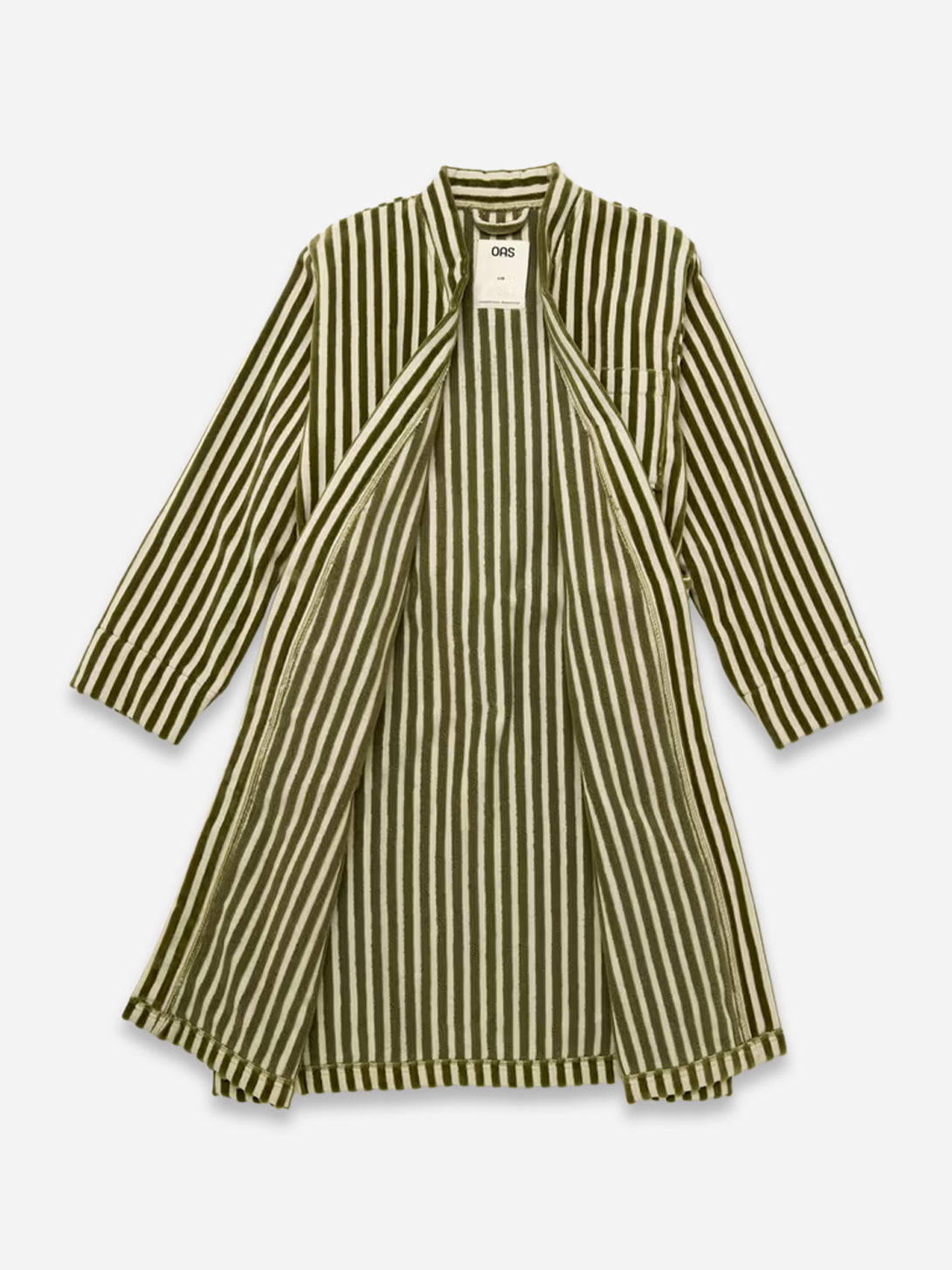 Green Stripe Korto Robe Unisex Striped Green OAS Robe