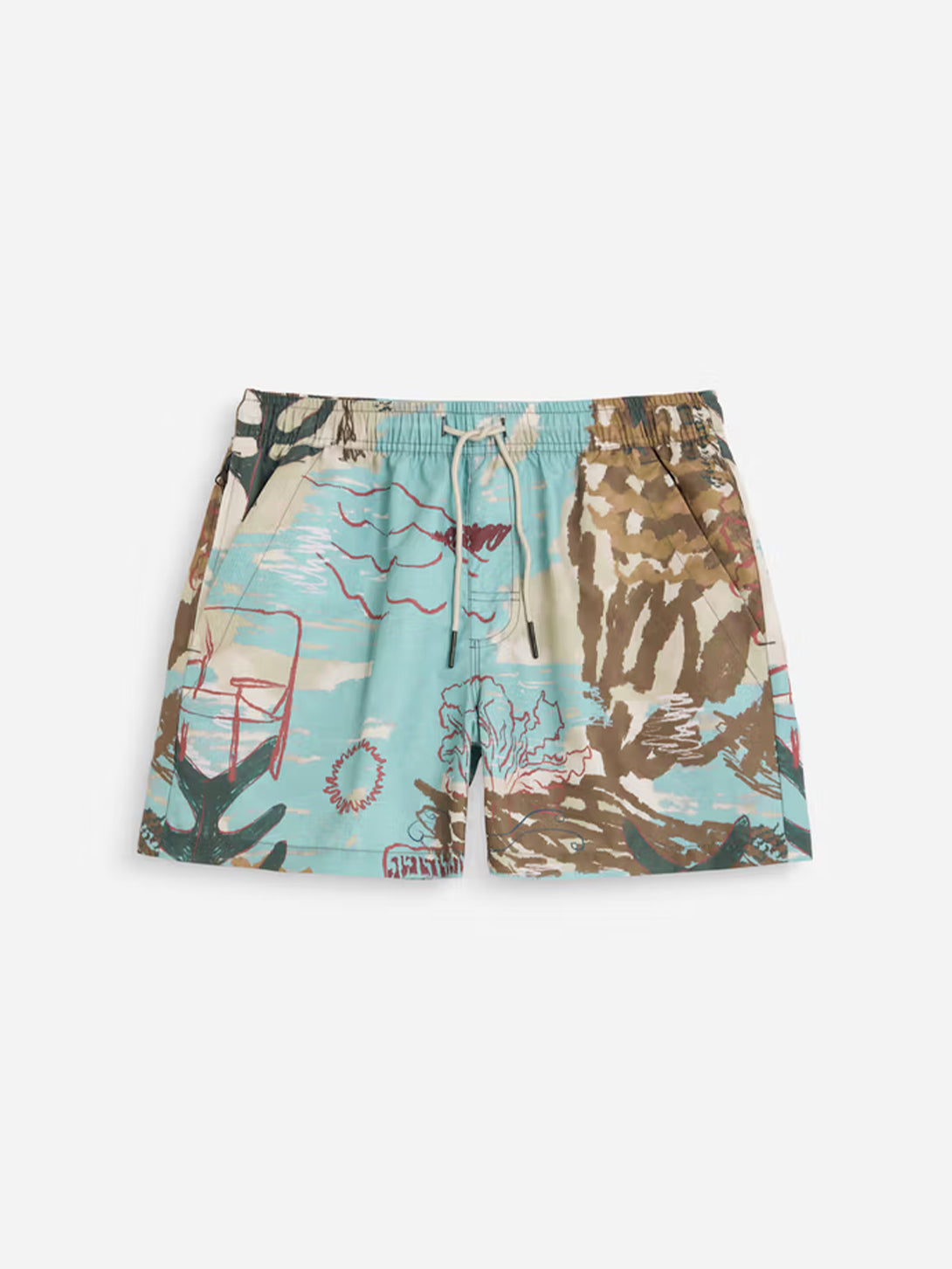 Montara Swim Shorts OAS Mens Floral Design Summer Swim Trunks 