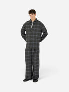 Night Sky Eco Long Plaid Shirt Mens Woven Checkered Shirt 