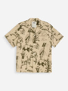 Poplan Cuba Shirt Mens Camp Collar Pattern Short Sleeve Shirt Linen OAS