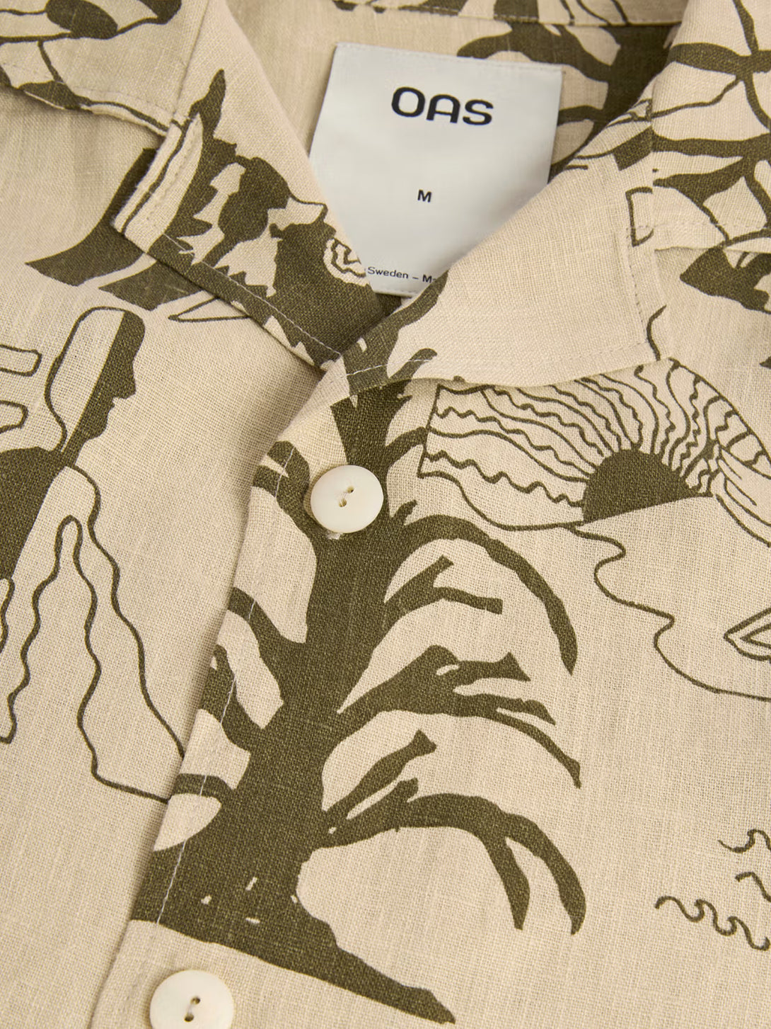 Poplan Cuba Shirt Mens Camp Collar Pattern Short Sleeve Shirt Linen OAS