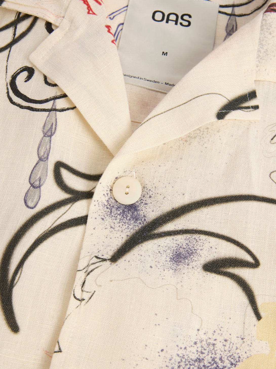 Paradox Cuba Shirt Mens Camp Collar Pattern Short Sleeve Shirt Linen OAS